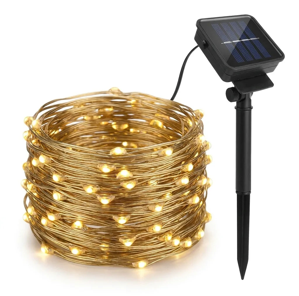 Luces De Navidad Con Panel Solar Color Rgb